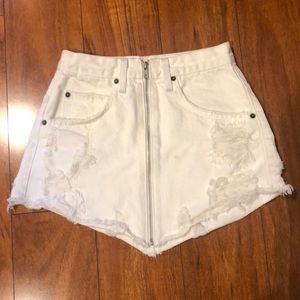 Carmar White Zip Denim Skirt